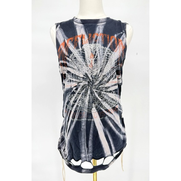 Affliction Tops - Affliction American Customs Toxin TShirt Womens Medium Biker Fringe Tie Dye 1973
